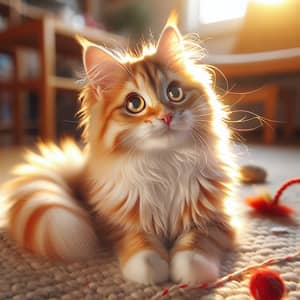 Enchanting House Cat with Ginger and White Fur
