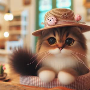 Adorable Cat in a Cute Pin Adorned Hat