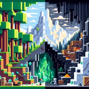 Blocky Sandbox Videogame: Forest Mining & Fortress Building