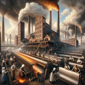 Industrial Revolution Scene Depicting Working Class