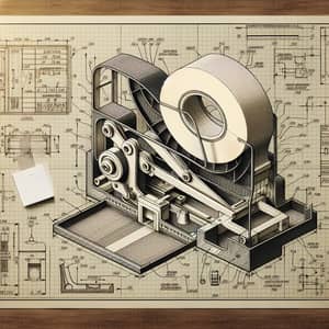 Detailed Technical Blueprint of a Traditional Tape Dispenser