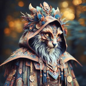 Mystical Humanoid Animal Creature in Rich Garments with Enchanting Eyes