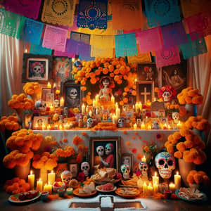Traditional Mexican Day of the Dead Altar: Ofrenda de Muertos
