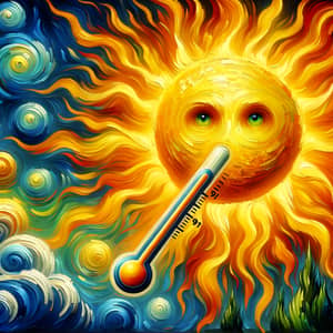 Vibrant Sun with Thermometer Art | Abstract Digital Painting
