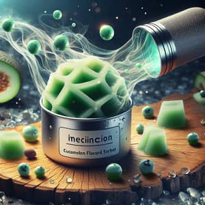 Futuristic Cucamelon Flavor Sorbet with Gels and Steam