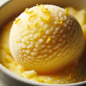 Zesty Lemon Sorbet - Flavorsome Ice Crystals in Neutral-Toned Tub