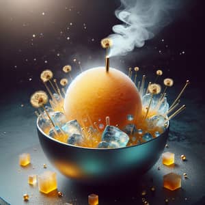 Futuristic Dandelion Flavor Sorbet with Gels and Steam