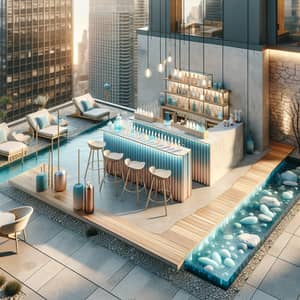 Urban Rooftop Spa Bar with Sorbet on Tabletop River | Minimalist Design