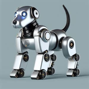 Robotic Dog with Metallic Silver Body