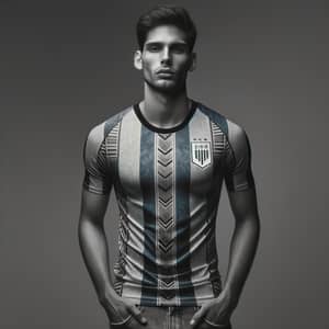 Stylish Man with Designer T-Shirt and Uruguayan Soccer Jersey