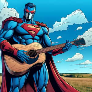 Superman Playing Guitar - Comic-Style Character Acoustic Performance