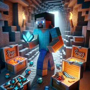 Minecraft Steve Opening Cool Chests with Keys