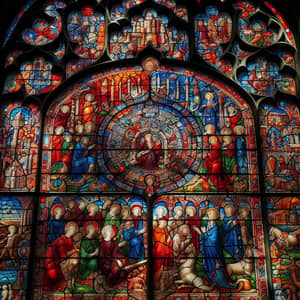 Medieval Stained Glass Window | Detailed Religious Design