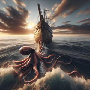 Realistic Encounter - Octopus Clinging to Ship