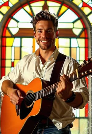 Christian Male Guitarist | Full Body Portrait Smiling