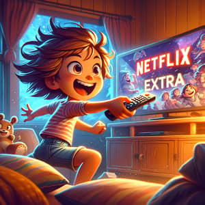 Netflix Extra Poster - Animated Girl with Remote Control