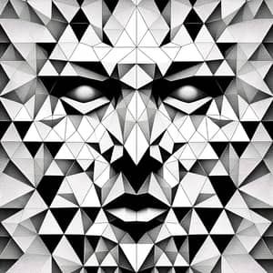 Geometric Tessellated Triangle Design with Haunting Facial Expression
