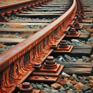 Rusted Iron Railroad Track: A Symbol of Forgotten Human Industry