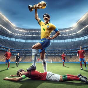 Realistic Image: South American Player with World Cup Triumph