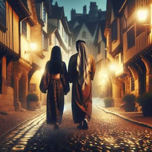 Romantic Night Stroll in Medieval Town | Young Couple