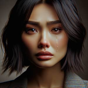 Emotional Asian Woman Crying | Urban Chic & K-Pop Style