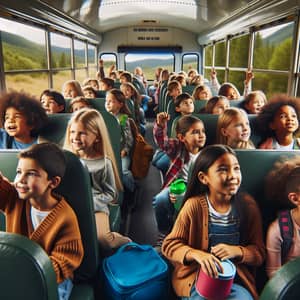 Diverse Children's Field Trip Bus Journey | Joy & Excitement