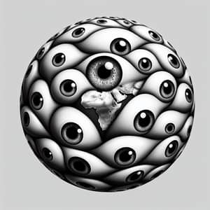 Surrealistic Globe with Scattered Eyes in Monochrome Tones