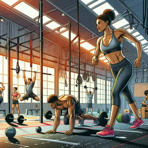 Dynamic CrossFit Gym: Energetic Athletes, Vibrant Environment