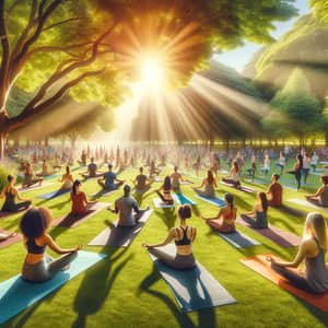 Diverse Yoga Class in Lush Green Park