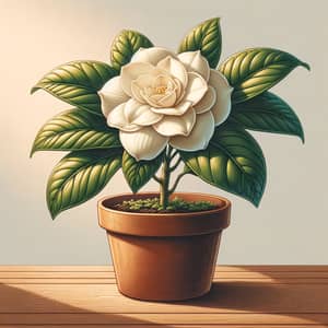 Gardenia Flower in Terracotta Pot - Serene Indoor Beauty
