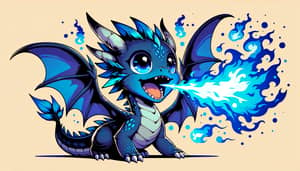 Endearing Dark Blue Dragon Breathing Vivid Blue Fire