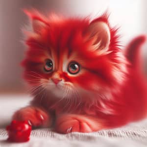 Cute Red Kitten with Fluffy Fur | Playful Pet Photography