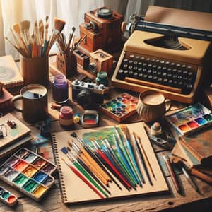 Aesthetic UGC Creator Instagram Post: Creative Art Supplies Setting