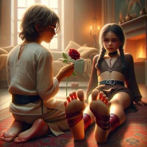 Romantic Imaginary Scene of a Boy and Girl