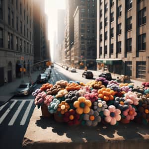 Hand-Knitted Flowers on New York City Street | Kodak Vision3 500