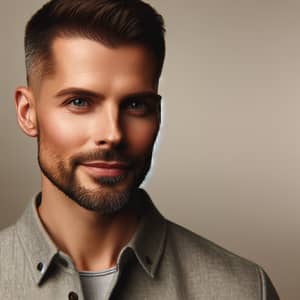 Confident Caucasian Man with Short Hair and Goatee