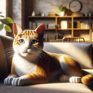 Orange and White Domestic Cat | Cozy Home Setting