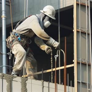 Korean Construction Worker Casting Wall Concrete | Sunny 50°C