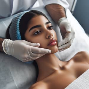 Dermatologist Procedure: Hispanic Girl's Clean Face Treatment