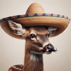 Deer Wearing Sombrero Hat - Cute and Funny Wildlife Image
