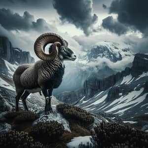 Majestic Ram in Rugged Landscape | Wildlife Photography