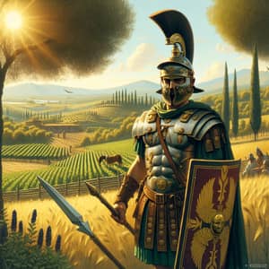 Roman Centurion in Lush Italian Field