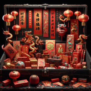 Chinese New Year Artifacts in Ancient Chest | Festive Collection