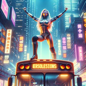 Charlotte Flair Cyberpunk Bus Triumph | 4K HD Realistic Art