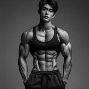 18-Year-Old East Asian Student | Fitness Devotee | Detailed Portrait