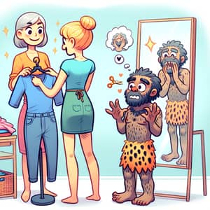 Cute Cartoon: Fashion Designer & Prehistoric Man Story