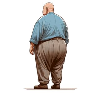 Elderly Overweight Gentleman in Blue Casual Attire Digital Illustration