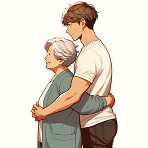 Mid-Twenties Man Hugging Grandma | Heartwarming Silhouettes