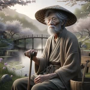 Elderly East Asian Man in Traditional Setting