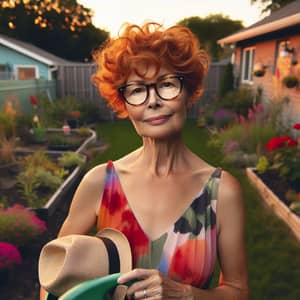 Betty: Colorful Gardener with Red Hair and Flowers in Backyard